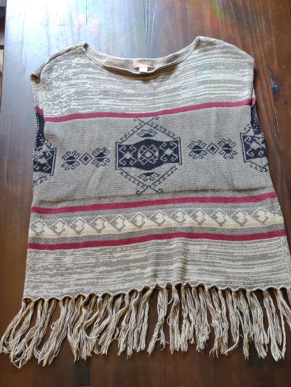 Forever 21 Neutral Knit Sweater with Taupe and Brown Stripes